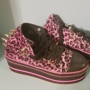 Spiked Leopard Platform Shoes